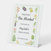 市場外の農家市場ブライダルシャワー 台座サイン (正面)