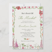 市場外の農家市場ブライダルシャワー 招待状 (正面)