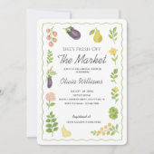 市場外の農家市場ブライダルシャワー 招待状 (正面)