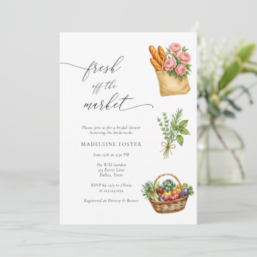 市場外の農家市場ブライダルシャワー 招待状 (スタンド正面)