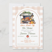 市場外の農家市場ブライダルシャワー 招待状 (正面)