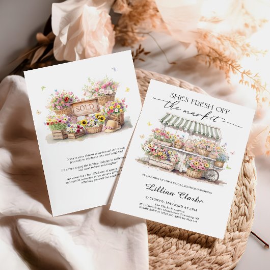 市場外の農家市場ブライダルシャワー 招待状