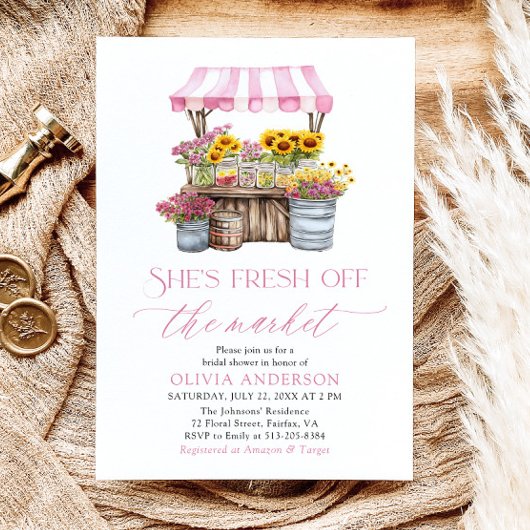 市場外の農家市場ブライダルシャワー 招待状