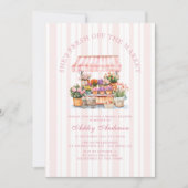 市場外の農家市場ブライダルシャワー 招待状 (正面)