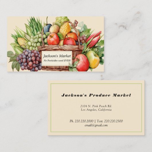 市場用果物や野菜バスケットを生産する 名刺 (正面/裏面)