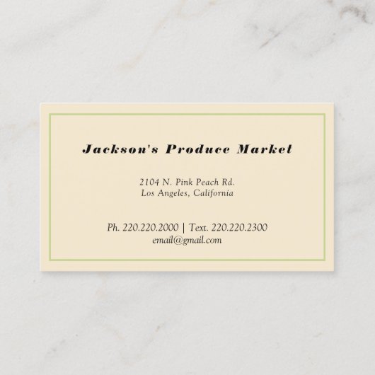 市場用果物や野菜バスケットを生産する 名刺 (裏面)