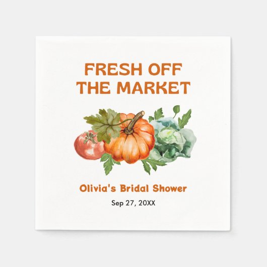 市場直送のフレッシュな結婚前祝賀会 スタンダードカクテルナプキン (正面)