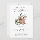 市場直送のフレッシュな花嫁シャワー 招待状 (正面)