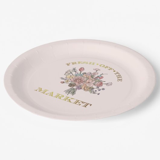 市場直送のフレッシュな花束　ブライダルシャワー ペーパープレート (アングル)