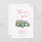 市場直送の花を積んだトラックで、ブライダルシャワーを サンキューカード (正面/裏面)