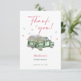 市場直送の花を積んだトラックで、ブライダルシャワーを サンキューカード