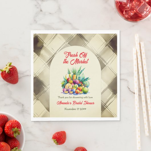市場素朴のフルーツブライダルシャワー スタンダードランチョンナプキン (インサイチュ)