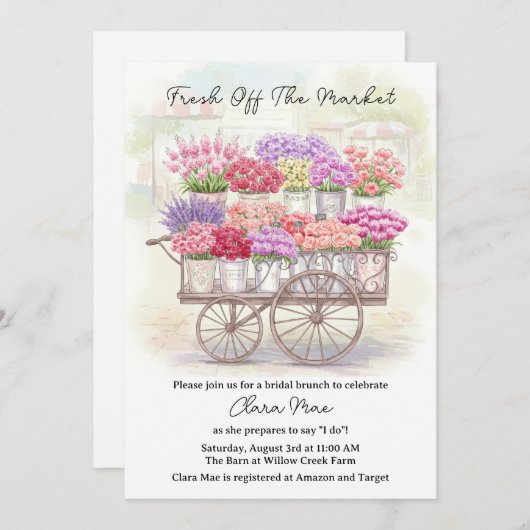 市場素朴のブライダルシャワーから抜け出す 招待状 (正面/裏面)