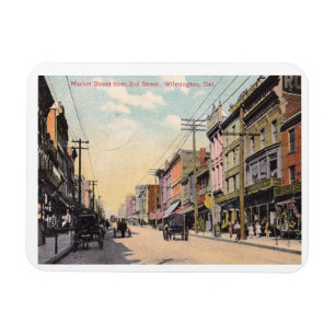 市場通り、Wilmington DE 1909ヴィンテージ マグネット
