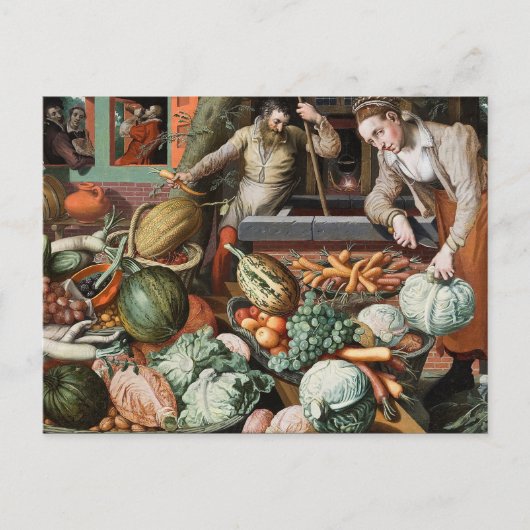 「市場風景」ヴィンテージ・アート・ポストカード ポストカード (正面)