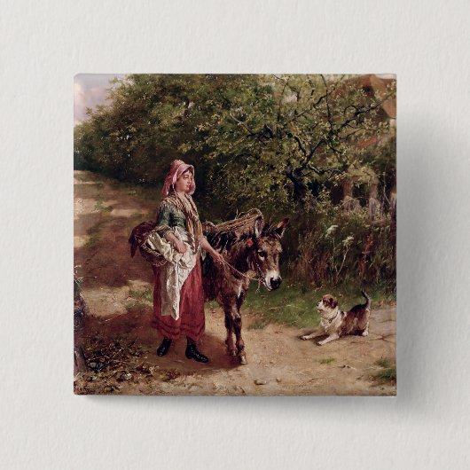 市場(キャンバスの油)からの家 缶バッジ (正面)