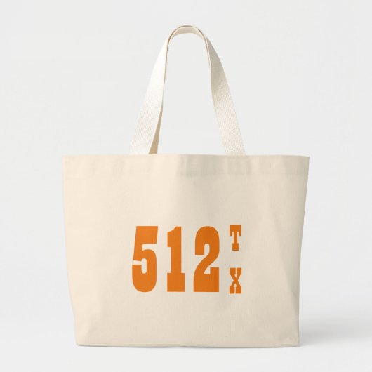 市外局番512 (オースティン、TX) ラージトートバッグ (正面)