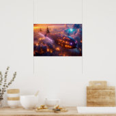 市外飛んでいるの飛行船 ポスター (キッチン)