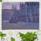 市庁舎が付いているミュンヘンMarienplatz キッチンタオル (折り畳み)