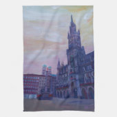 市庁舎が付いているミュンヘンMarienplatz キッチンタオル (縦)
