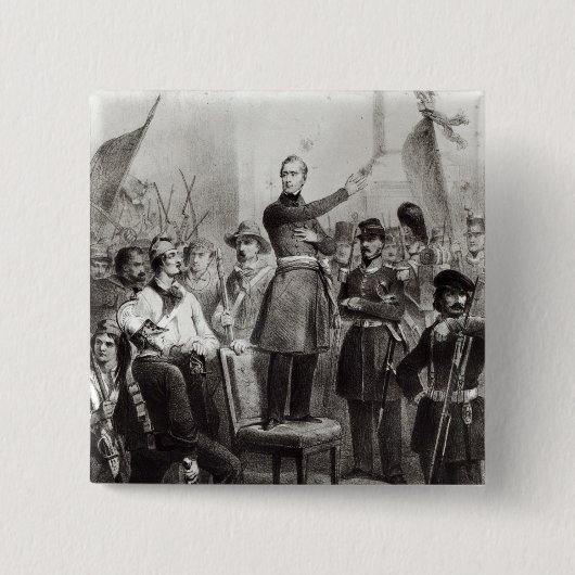 市庁舎のアルフォンス・ド・ラマルティーヌ 缶バッジ (正面)