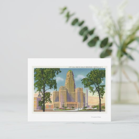 市庁舎の外観とマッキンリー ポストカード (スタンド正面)