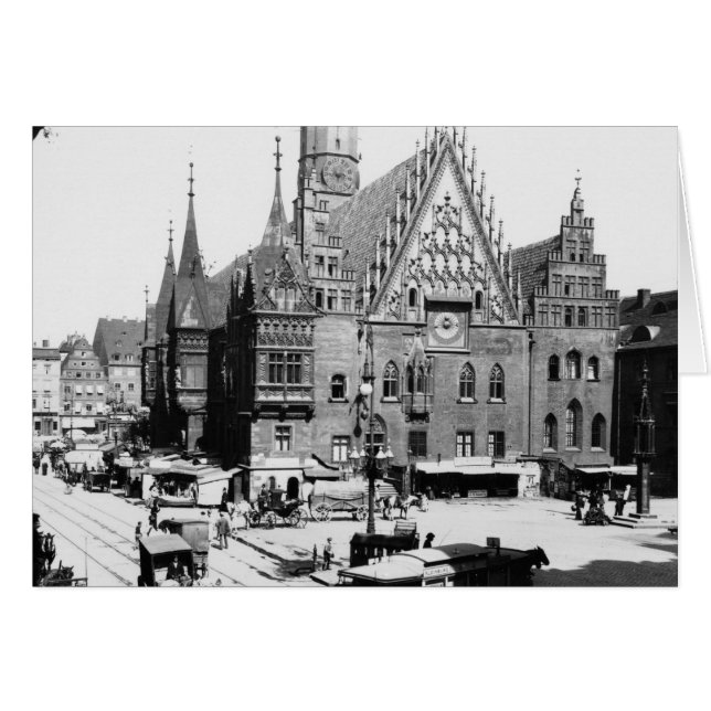 市庁舎、Breslauポーランド、c.1910 (正面横)