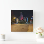 市役所の夜 スクエア壁時計 (ホーム)