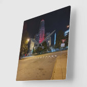 市役所の夜 スクエア壁時計 (傾斜)