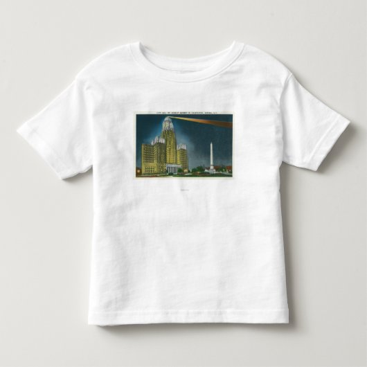 市役所の照らされた眺め トドラーTシャツ (正面)