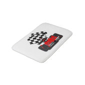 市松旗の赤いレーシングカー バスマット (アングル)