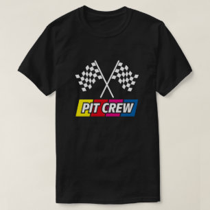 市松旗の鮮やかなグラフィックでピットクルーのチームスピリットを表現 Tシャツ