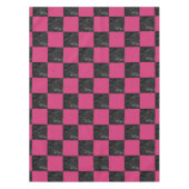 市松模様になるエレガントでモダンで黒い大理石のショッキングピンク テーブルクロス (正面)