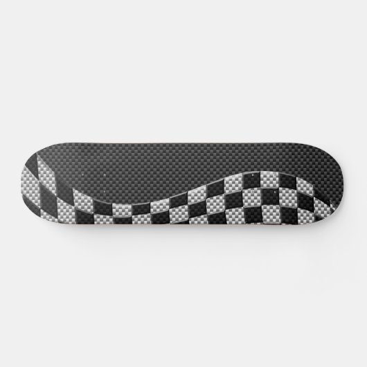 市松模様になるカーボン繊維のスタイル旗の波を競争させます スケートボード (横)