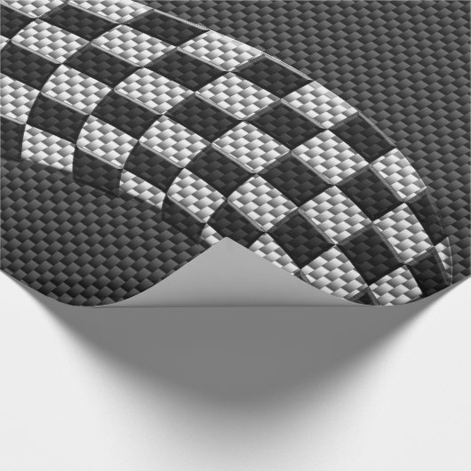 市松模様になるカーボン繊維のスタイル旗の波を競争させます ラッピングペーパー (角)