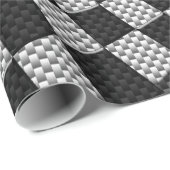 市松模様になるカーボン繊維のスタイル旗の波を競争させます ラッピングペーパー (ロールコーナー)