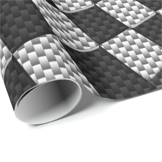 市松模様になるカーボン繊維のスタイル旗の波を競争させます ラッピングペーパー (ロールコーナー)
