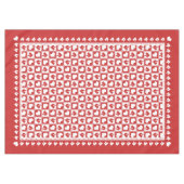 市松模様になる赤と白のオンドリおよびハート テーブルクロス (正面(横))