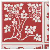 市松模様になる野生の花の赤く白いタイルを張られたかわいらしい花柄 ファブリック (クローズアップ)