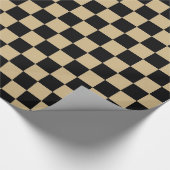 市松模様になる黒およびタン ラッピングペーパー (角)