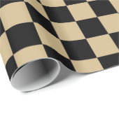 市松模様になる黒およびタン ラッピングペーパー (ロールコーナー)