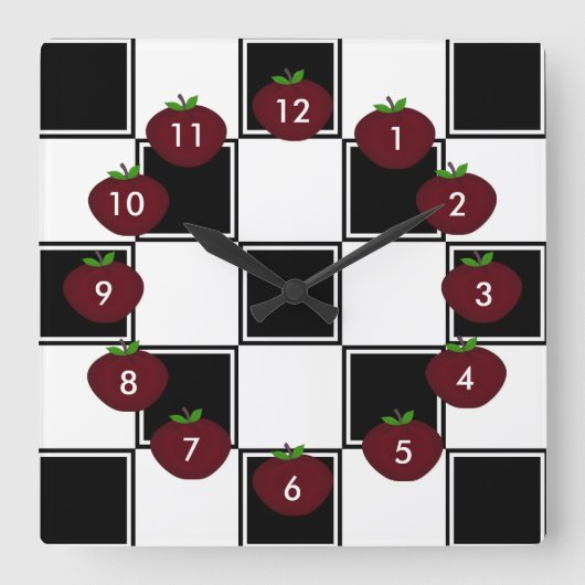 市松模様になる黒: Appleの柱時計 スクエア壁時計 (正面)