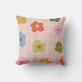 市松模様によくはしゃぐデイジー付き補助具 クッション