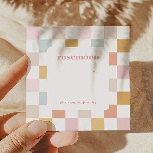 市松模様にイヤリング表示カード スクエア名刺