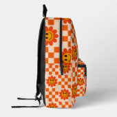 市松模様にオレンジ笑顔名前をカスタムする プリントバックパック (左)