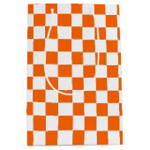 市松模様にオレンジ ミディアムペーパーバッグ (正面)