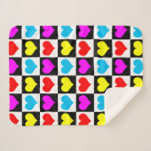 市松模様にカラフルハート シェルパブランケット (正面(横))