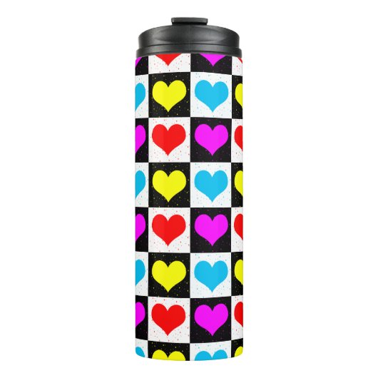 市松模様にカラフルハート タンブラー (正面)