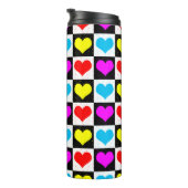 市松模様にカラフルハート タンブラー (回転右)