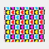 市松模様にカラフルハート フリースブランケット (正面(横))